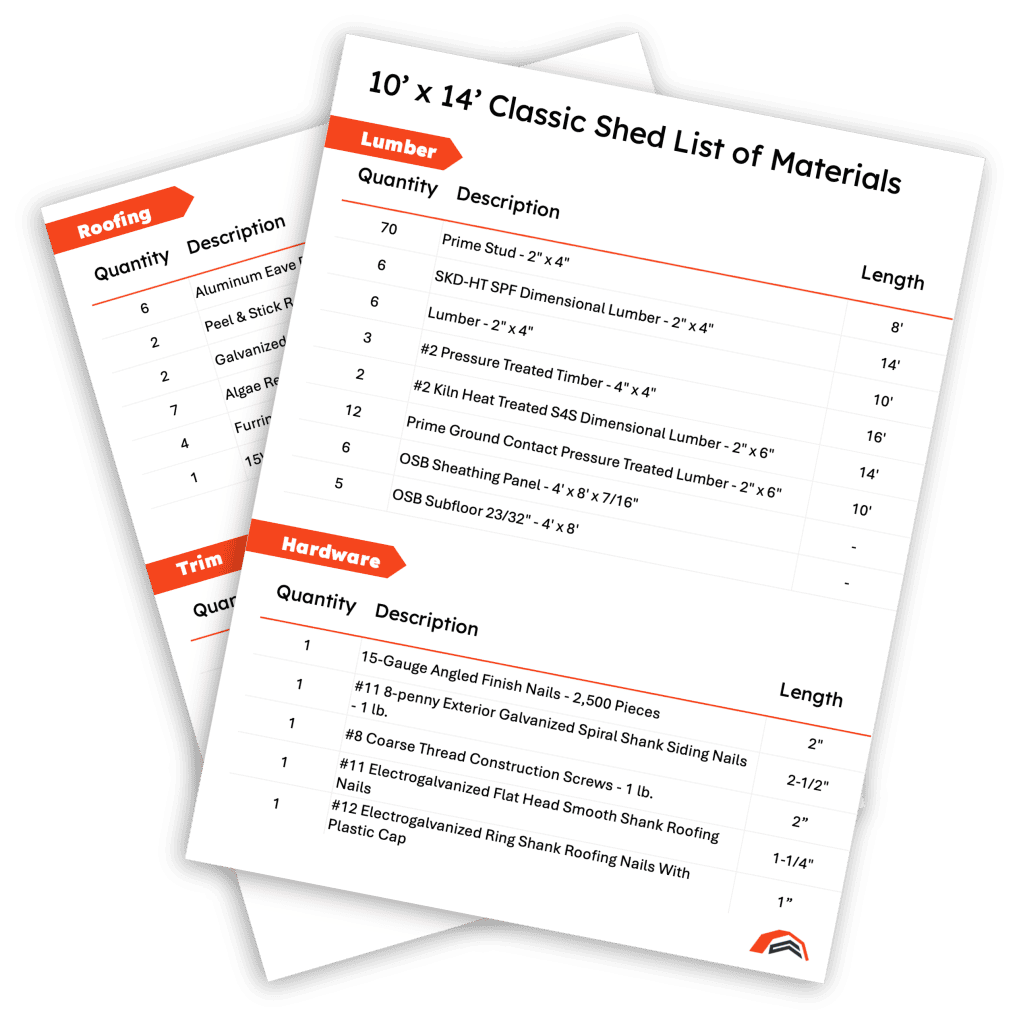 Image of 10x14 list of materials